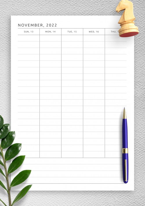 November 2022 Simple Weekly Planner with Notes, To-Do, Goals