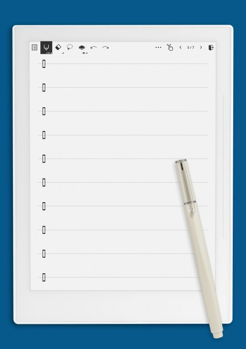 Single-Line Percussion Staff – Unpitched Instrument Notation template for Supernote