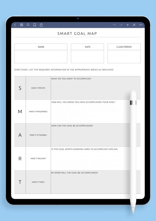 SMART Goal Map Template for GoodNotes