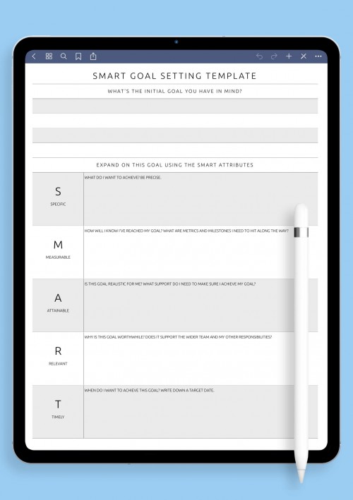 SMART Goal Setting Template for Notability