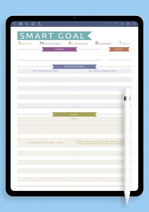 SMART Goal Template for Notability - Casual Style