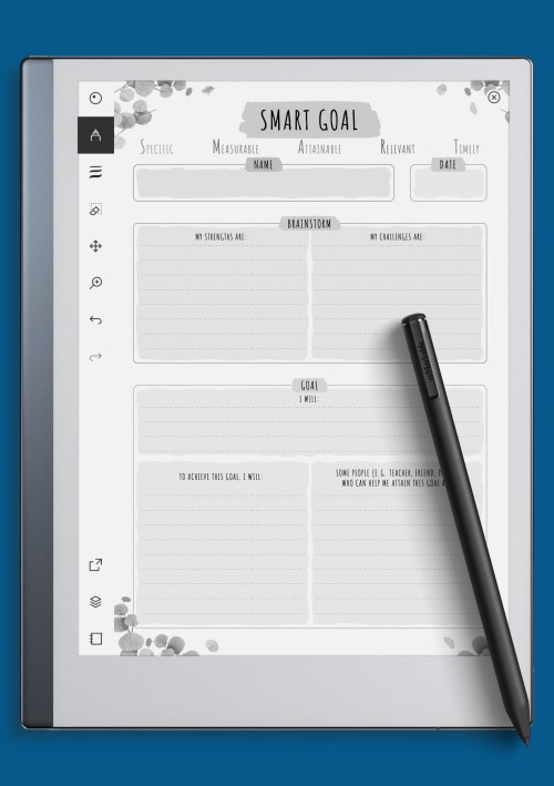 reMarkable SMART Goal Template - Floral Style