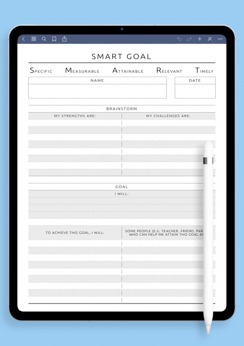 SMART Goal Template - Original Style for GoodNotes