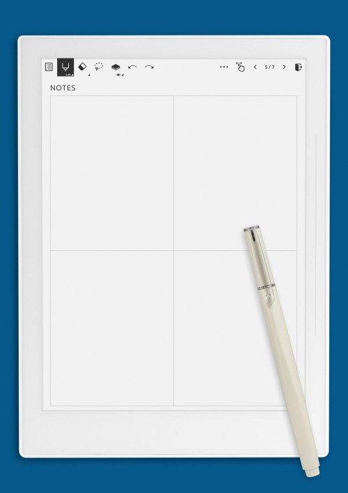 Square Grid 4-Blocks Template for Supernote A5X