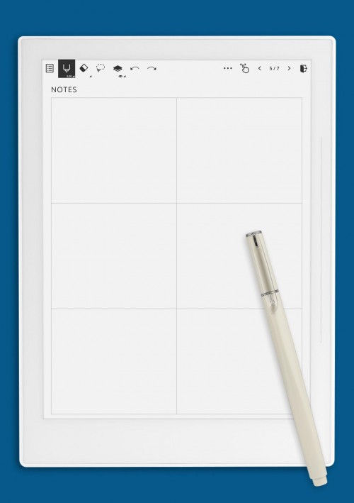 Supernote A5X Square Grid 6-Blocks Template