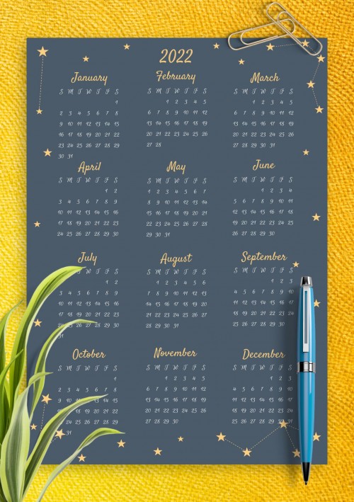 Starry Sky 2022 Calendar