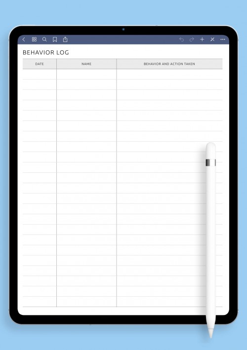 Student Behavior Log Template for iPad & Android
