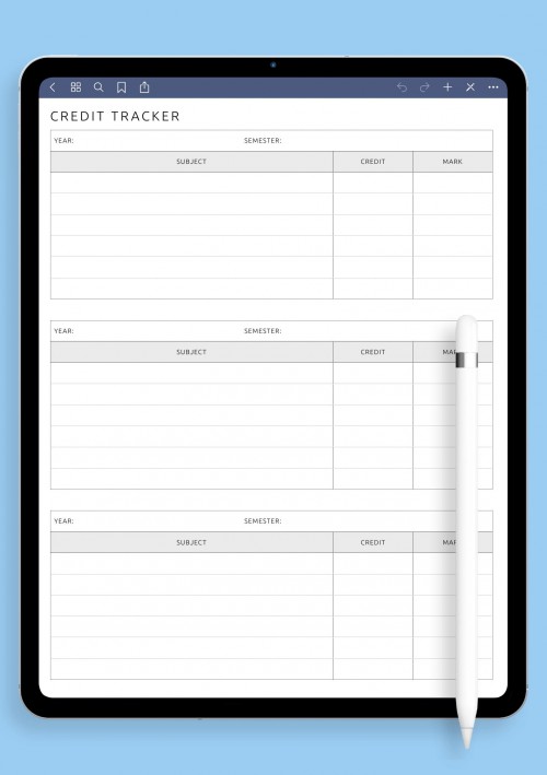Notability Student Credit Tracker Template