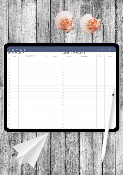 iPad & Android Study and Homework Tracker Template