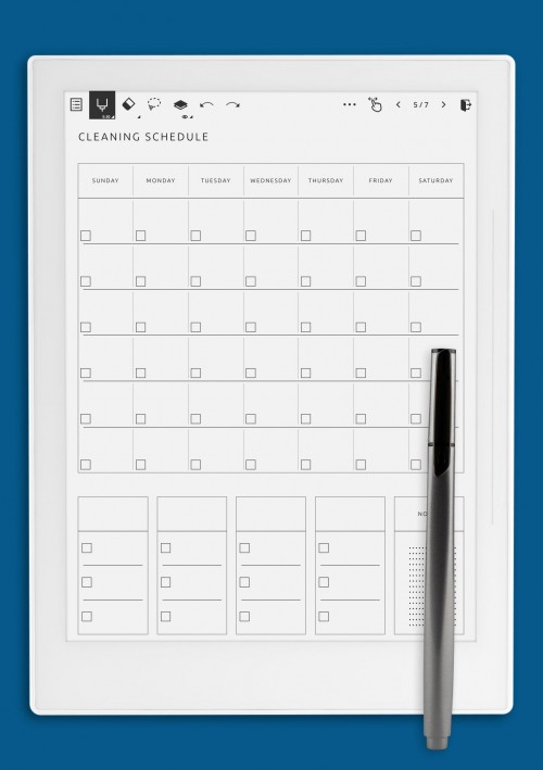 Cleaning Schedule Planner Template for Supernote