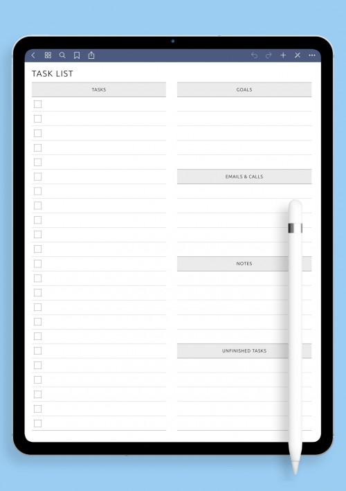 Task List Template for Notability