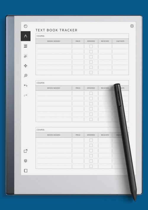 reMarkable Text Book Tracker Template