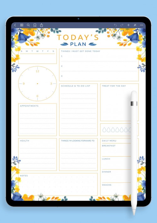 Today Plan Template with To Do List, Schedule for Notability