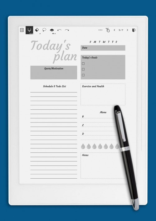 Today's plan with Schedule &amp; Todo List Template for Supernote