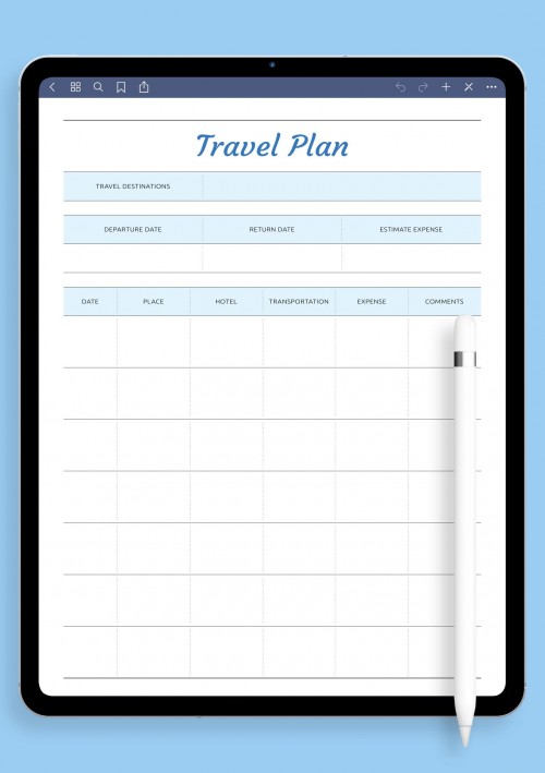 GoodNotes Travel Plan Template