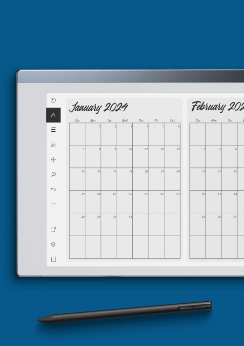 reMarkable Two Months On Page Calendar