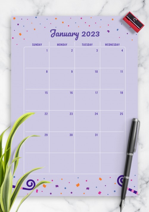 Two Page January 2023 Birthday Calendar