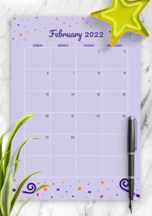 Two Page February 2022 Birthday Calendar