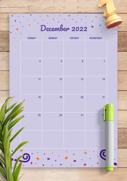 Two Page December 2022 Birthday Calendar