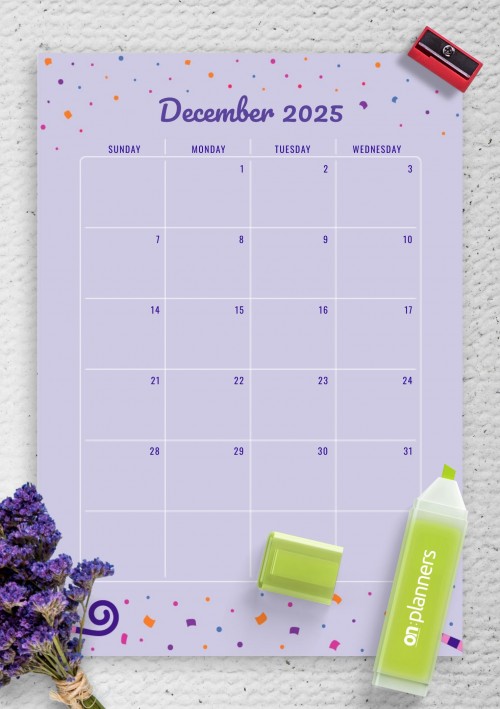Two Page December 2025 Birthday Calendar