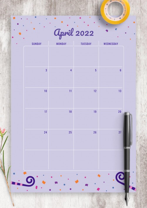 Two Page April 2022 Birthday Calendar