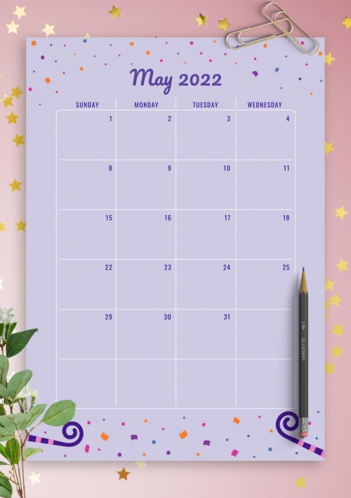 Two Page May 2022 Birthday Calendar