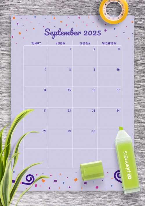 Two Page September 2025 Birthday Calendar
