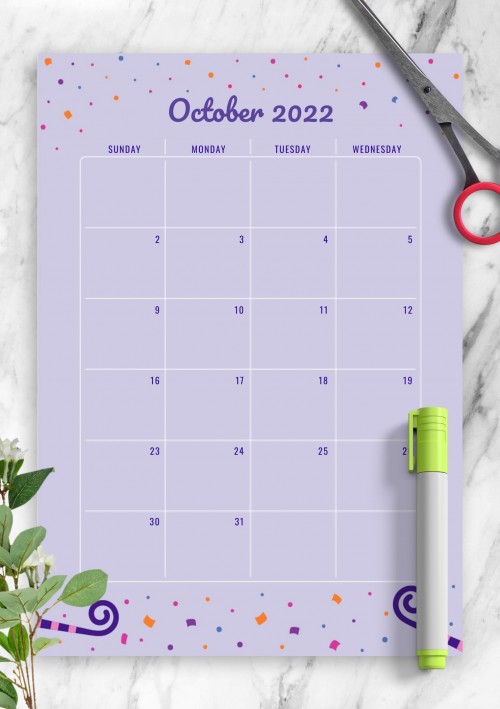 Two Page October 2022 Birthday Calendar