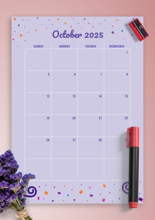 Two Page October 2025 Birthday Calendar