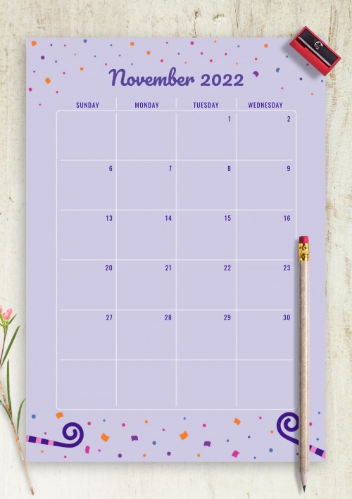 Two Page November 2022 Birthday Calendar