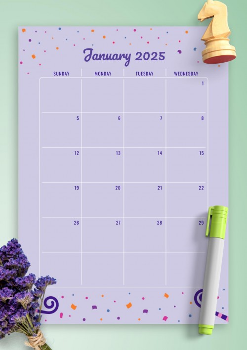 Two Page January 2025 Birthday Calendar