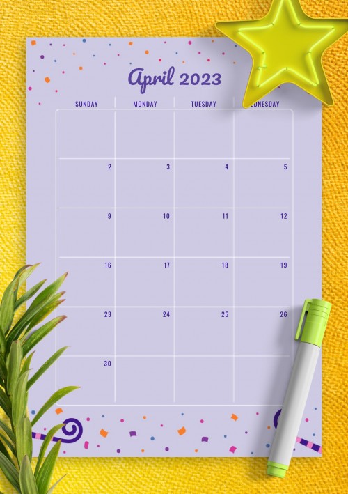 Two Page April 2023 Birthday Calendar