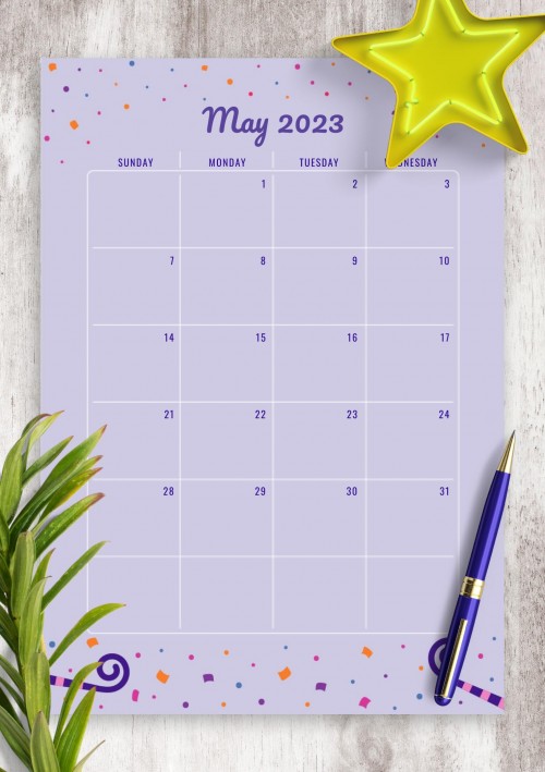 Two Page May 2023 Birthday Calendar