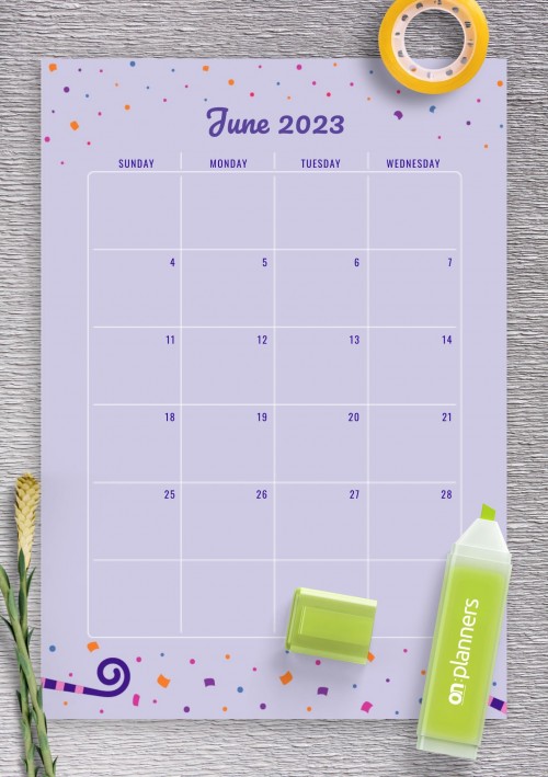 Two Page June 2023 Birthday Calendar