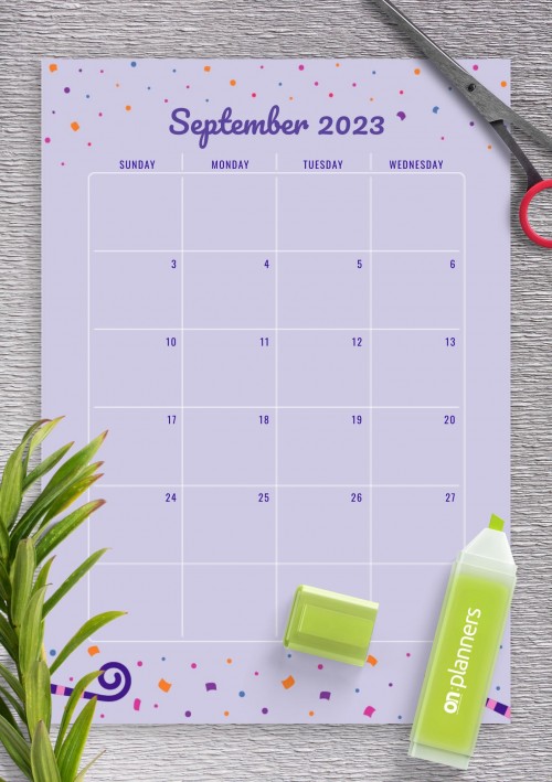 Two Page September 2023 Birthday Calendar