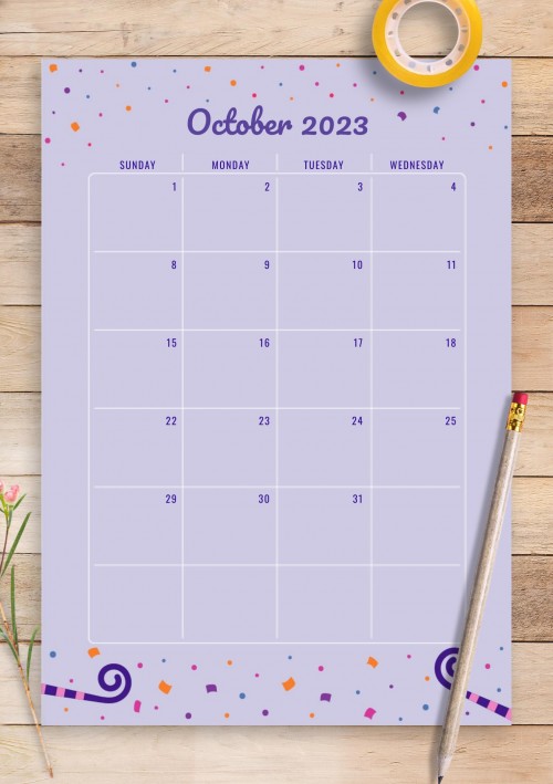 Two Page October 2023 Birthday Calendar
