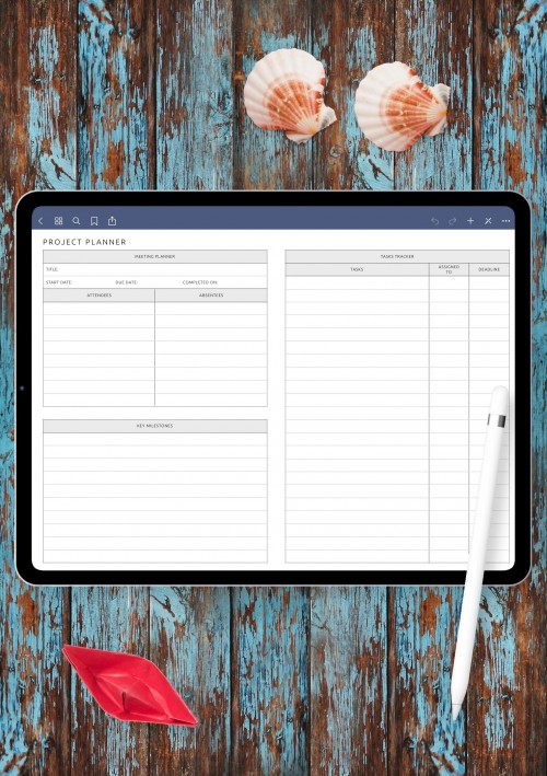 Two Page Project Planner Template for Notability