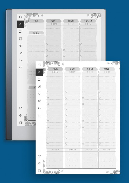 reMarkable Two Page Weekly To Do List - Floral