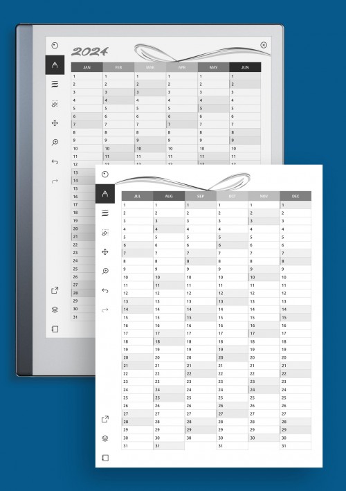 reMarkable Two pages vertical calendar