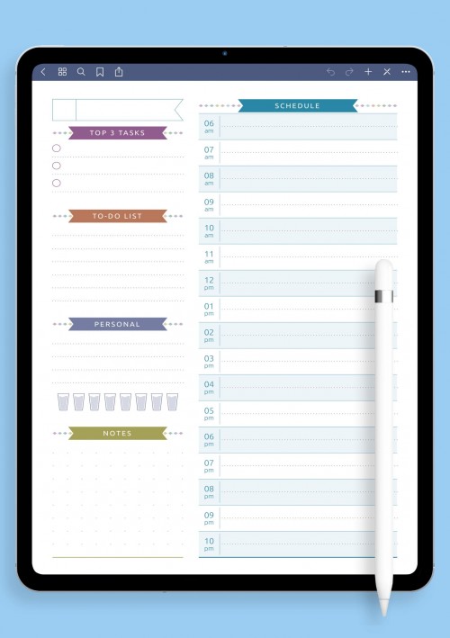 Undated Daily Planner Template - Casual Style for iPad