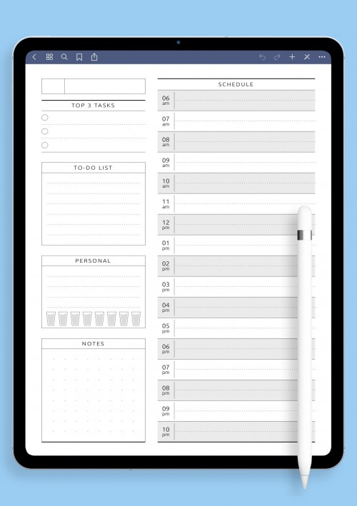 Undated Daily Planner Template - Original Style for GoodNotes