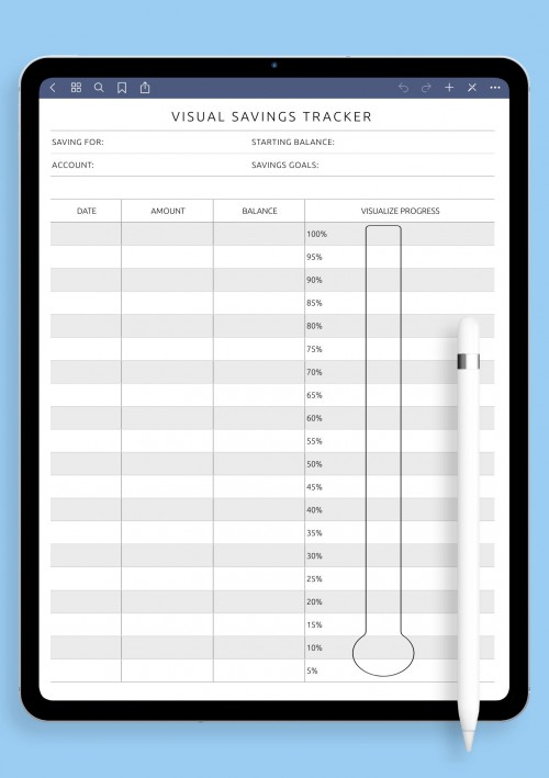 iPad Pro Visual Savings Tracker Template 