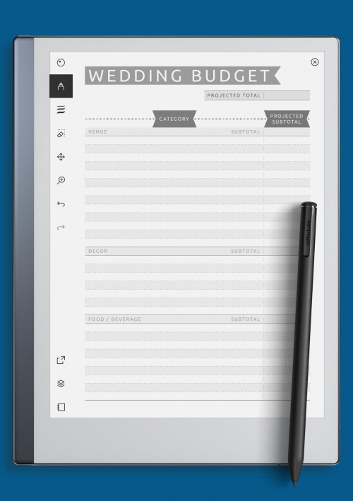 reMarkable Wedding Budget Template - Casual