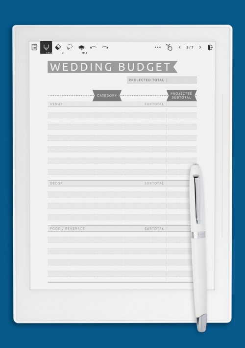 Wedding Budget Template - Casual for Supernote
