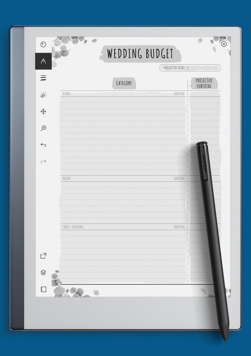 reMarkable Wedding Budget Template - Floral