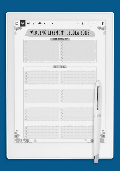 Wedding Ceremony Decorations - Floral Template for Supernote