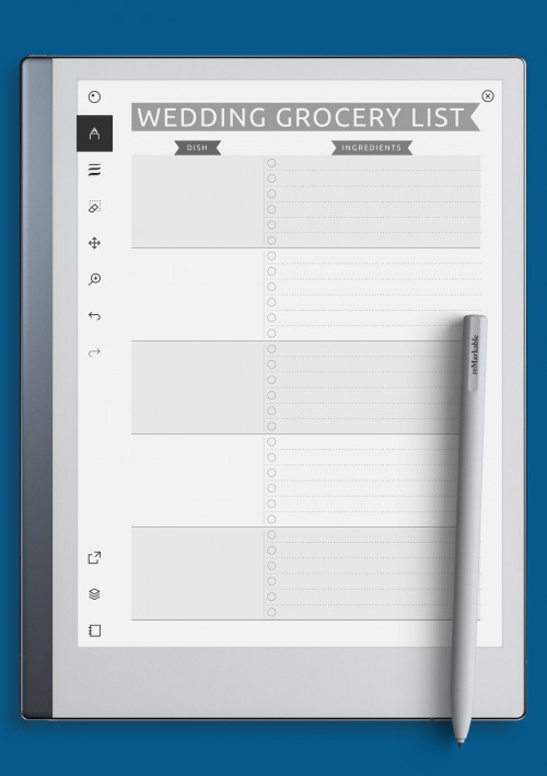reMarkable Wedding Grocery List Template - Casual