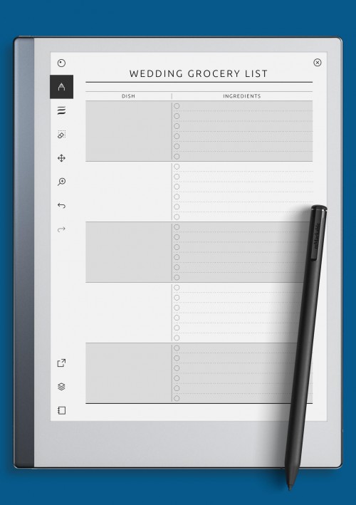 reMarkable Wedding Grocery List Template - Original