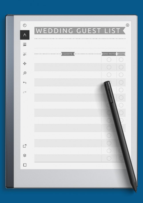 reMarkable Wedding Guest List - Casual Style Template