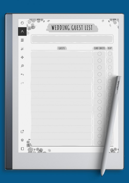 reMarkable Wedding Guest List - Floral Style Template